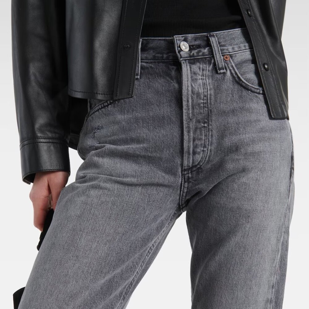 Agolde 90's Pinch Waist High Rise Straight in Underground/Washed Black